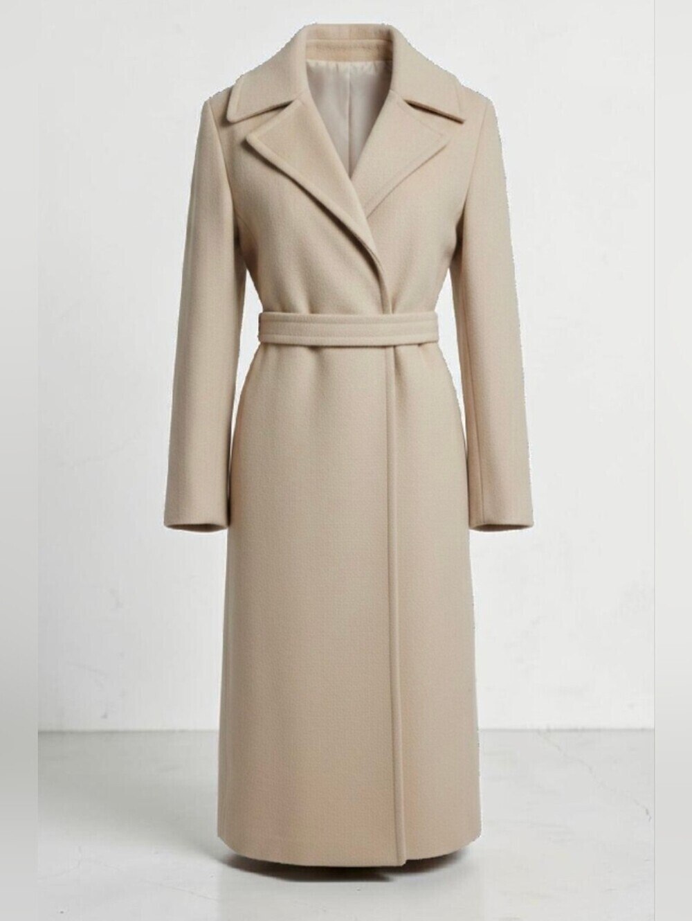 KIRALFY'S 100% Chinese Cashmere Hand Sewn Light Beige Wrap Coat